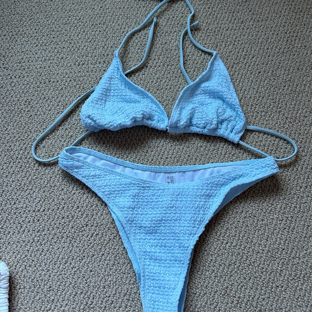 Light Blue Textured Bikini Set